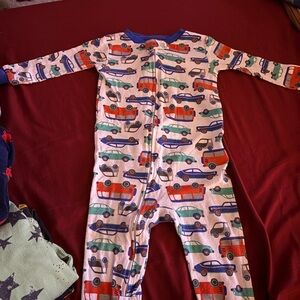 Simple Kids One Piece with Car Print in Red, Blue, and Green